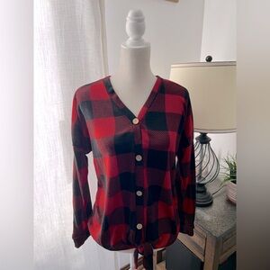 Pink Lily buffalo check top